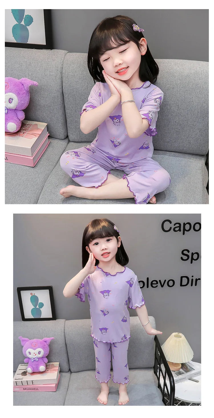 Conjunto de Pijama Infantil em Algodão – Regata e Shorts de Verão com Estampa de Desenho Animado (4 a 6 anos)