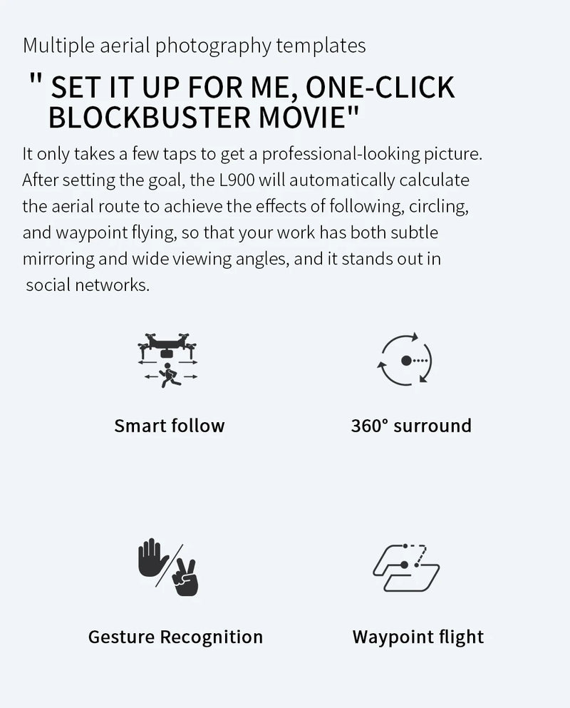 L900 Pro GPS Drone 4K – Quadcopter Profissional com Câmera Dupla, WiFi 5G, Motor Brushless e Alcance de 1,2KM