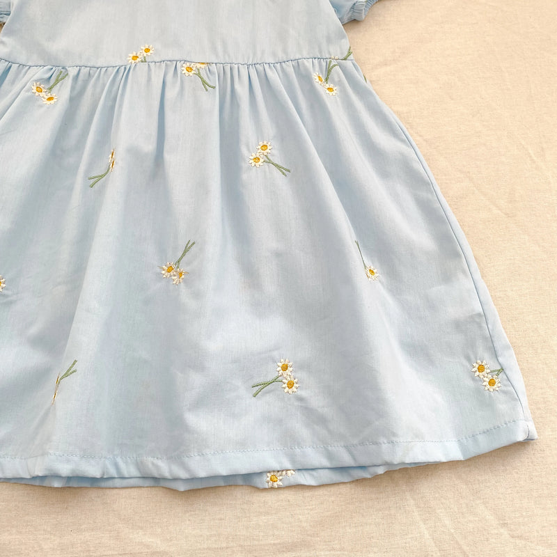 Vestido Infantil Princesa Floral com Bordado – Algodão, 1 a 6 Anos – Modelo Europeu