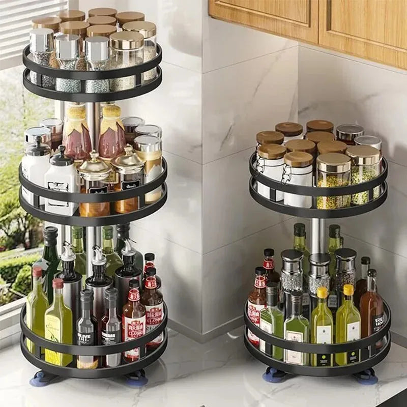 Organizador de Temperos Giratório 360° | Bandeja Antideslizante para Potes e Latas | Suporte para Cozinha e Acessórios