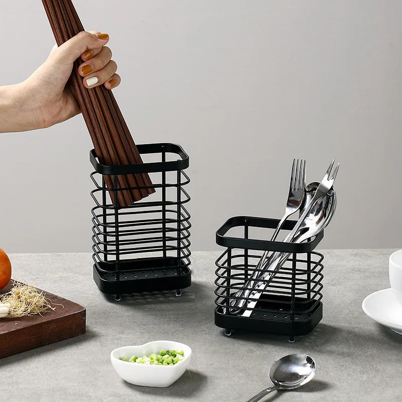 Cesta de Pauzinhos de Aço Inoxidável MEXQCH | Suporte Drenável para Utensílios de Cozinha | Garfos, Colheres e Talheres