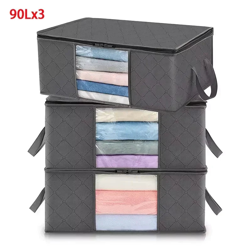 Saco de Armazenamento Dobrável de Grande Capacidade | Organizador de Roupas e Cobertores para Armário ou Quarto