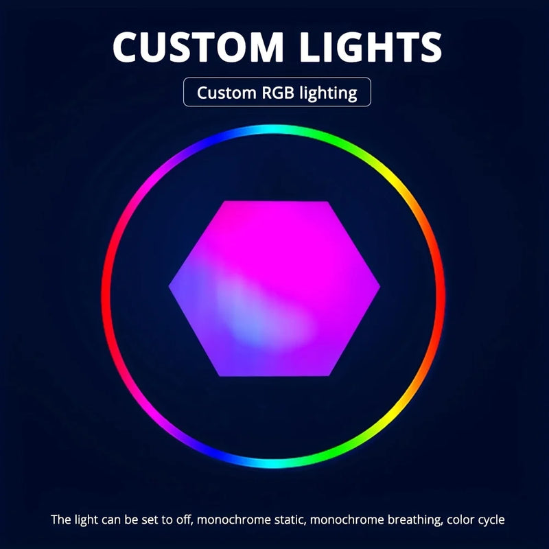 Lâmpada de Parede Hexagonal Inteligente RGB – Luz Noturna Ambiente com Ritmo Musical e Controle por App