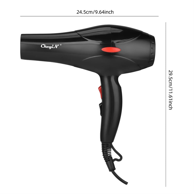 CkeyiN Secador de Cabelo Profissional 1600W – Íons Negativos, Uso Doméstico e Salão com Difusor e Concentrador