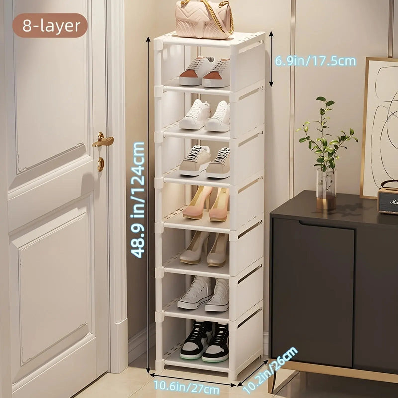 Organizador de Sapatos 6/8 Camadas | Sapateira Intercalar com Estrutura de Metal e Camadas de Tecido | Ideal para Entrada, Corredor ou Sala de Estar