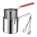 Conjunto de Frigideiras Japonesas de Aço Inoxidável 304 | Fritadeira Profunda Econômica em Óleo com Cesto para Tempurá, Frango e Batatas