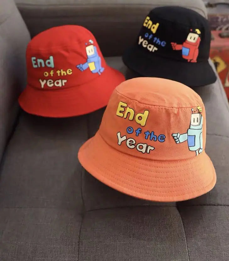 Chapéu Infantil Bucket Hat – Estilo Coreano com Expressão Divertida para Meninos e Meninas (2 a 6 anos)