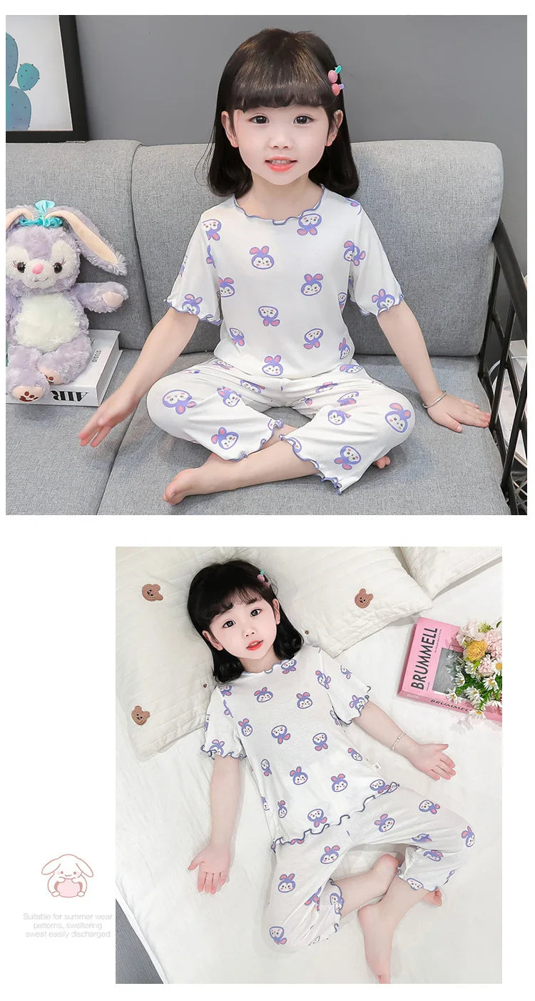Conjunto de Pijama Infantil em Algodão – Regata e Shorts de Verão com Estampa de Desenho Animado (4 a 6 anos)