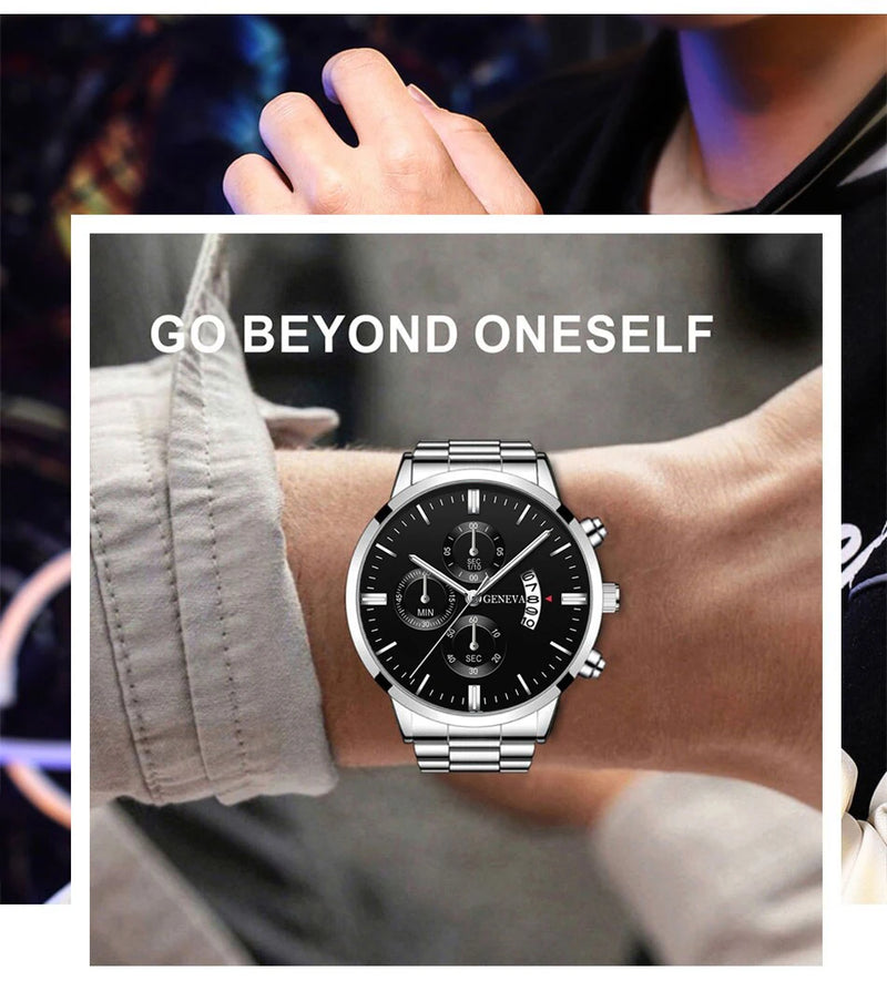 Relógio Masculino de Luxo DEYROS – Aço Inoxidável com Calendário