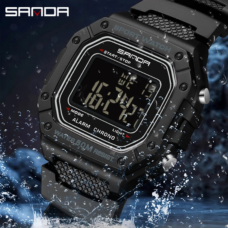 Relógio Masculino Esportivo SANDA 2156 – Digital Militar, à Prova d’Água, com LED e Cronômetro