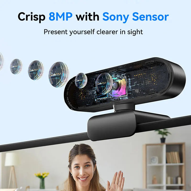 Webcam EMEET C960 4K – USB com Tripé, Autofoco e Microfone Integrado para Streaming e Videoconferências