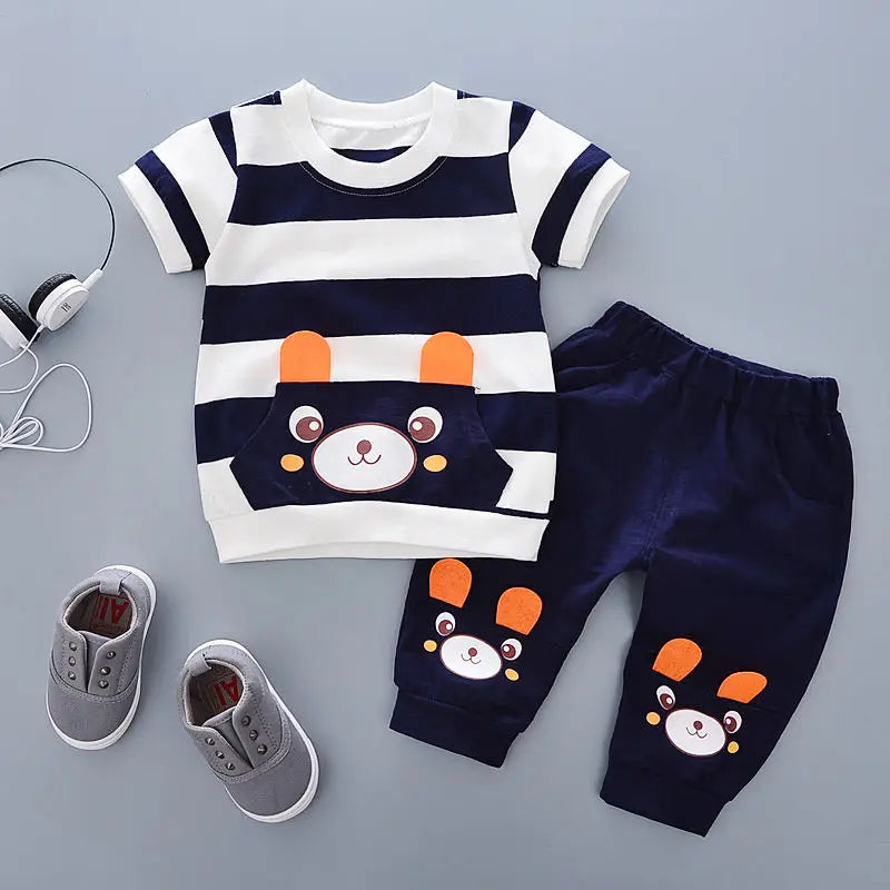 Conjunto Infantil Menino Verão – Camiseta e Shorts em Algodão 2 Peças com Estampa Divertida