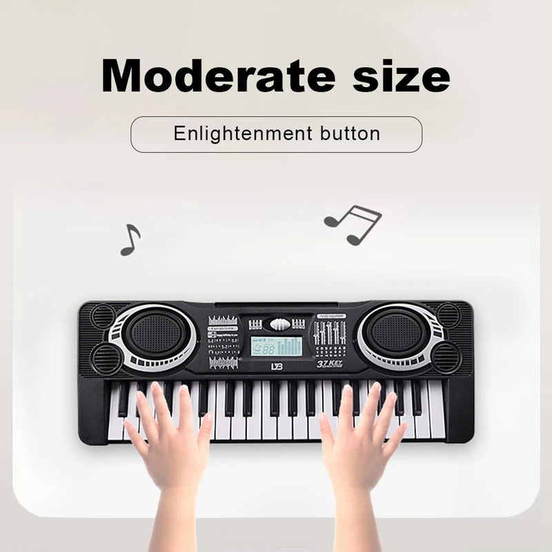Piano Eletrônico Infantil 37 Teclas – Teclado Musical Portátil Educacional para Crianças