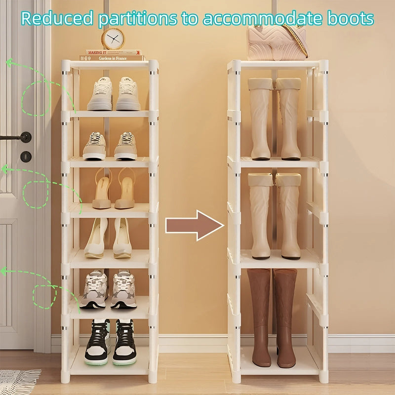 Organizador de Sapatos 6/8 Camadas | Sapateira Intercalar com Estrutura de Metal e Camadas de Tecido | Ideal para Entrada, Corredor ou Sala de Estar
