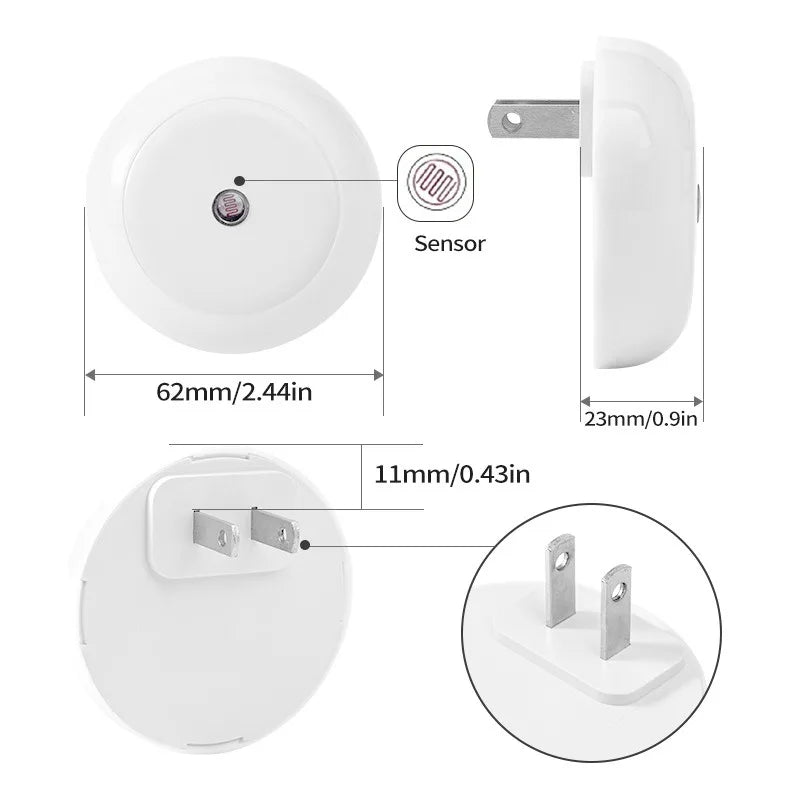 Luz Noturna LED com Sensor Inteligente Crepúsculo-Amanhecer | Plug-in Automática para Casa