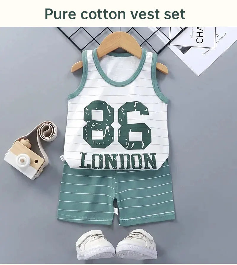 Conjunto Infantil em Algodão – Camiseta Regata e Shorts para Meninos e Meninas | Moda Verão