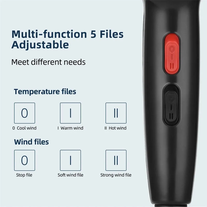 CkeyiN Secador de Cabelo Profissional 1600W – Íons Negativos, Uso Doméstico e Salão com Difusor e Concentrador