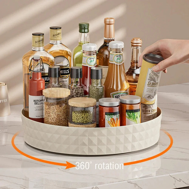 Prateleira Giratória para Armazenamento de Condimentos de Cozinha | Rack Rotativo 360° Antiderrapante | Multiuso para Temperos, Cosméticos e Utensílios