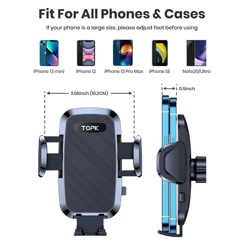 Suporte Universal para Celular TOPK | Montagem em Saída de Ar do Carro com Rotação 360°