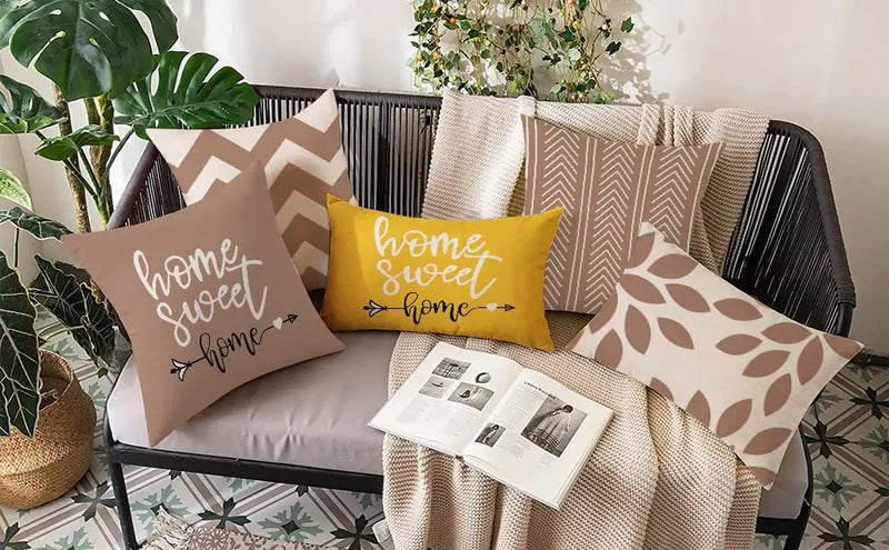 Capa de Almofada Geométrica de Linho | Decoração para Sofá, Cadeira, Cama, Jardim e Carro