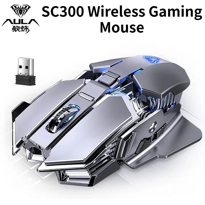 Mouse Sem Fio SC300 SSMMDZ – Recarregável, Silencioso, 6400 DPI, Luzes Coloridas, Para Notebook e Desktop