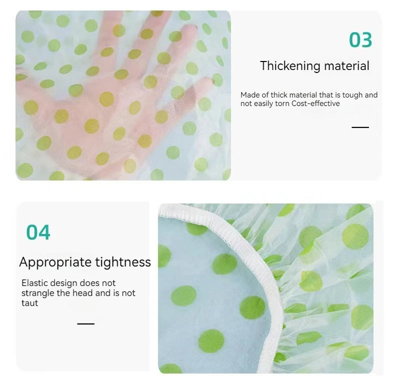 Kit 3 Toucas de Banho Femininas Reutilizáveis – Impermeável com Elástico Largo, Estilo Ponto