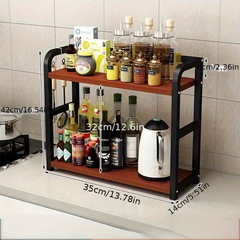 Prateleira de Bancada de Metal 2 Camadas | Organizador de Café, Canecas e Condimentos | Rack de Cozinha à Prova de Ferrugem