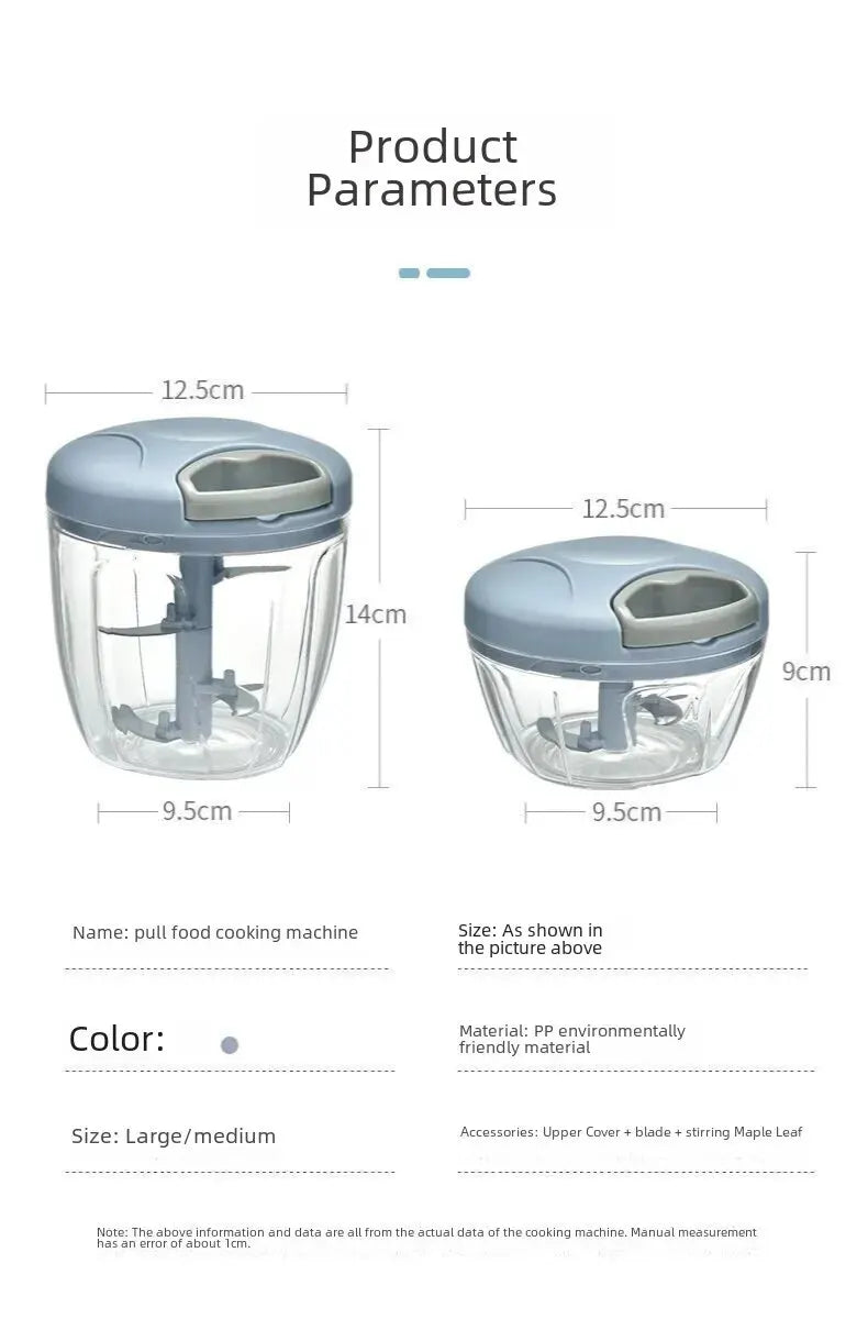 Triturador Manual de Gengibre e Alho para Cozinha | Cortador Multifuncional de Legumes e Moedor de Carne | Design Moderno e Minimalista