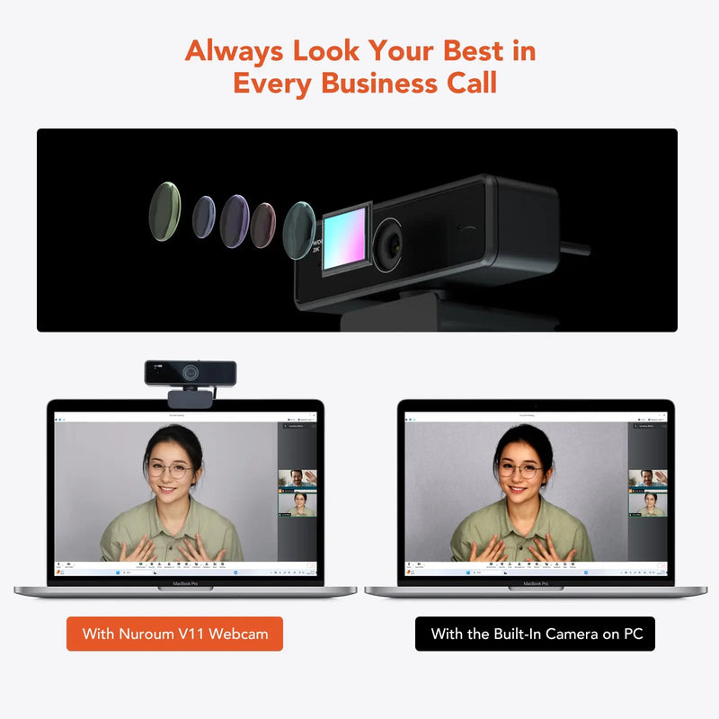 Webcam Nuroum V11 – Full HD 1080p 60fps com Microfone Integrado, Plug & Play para PC e Laptop