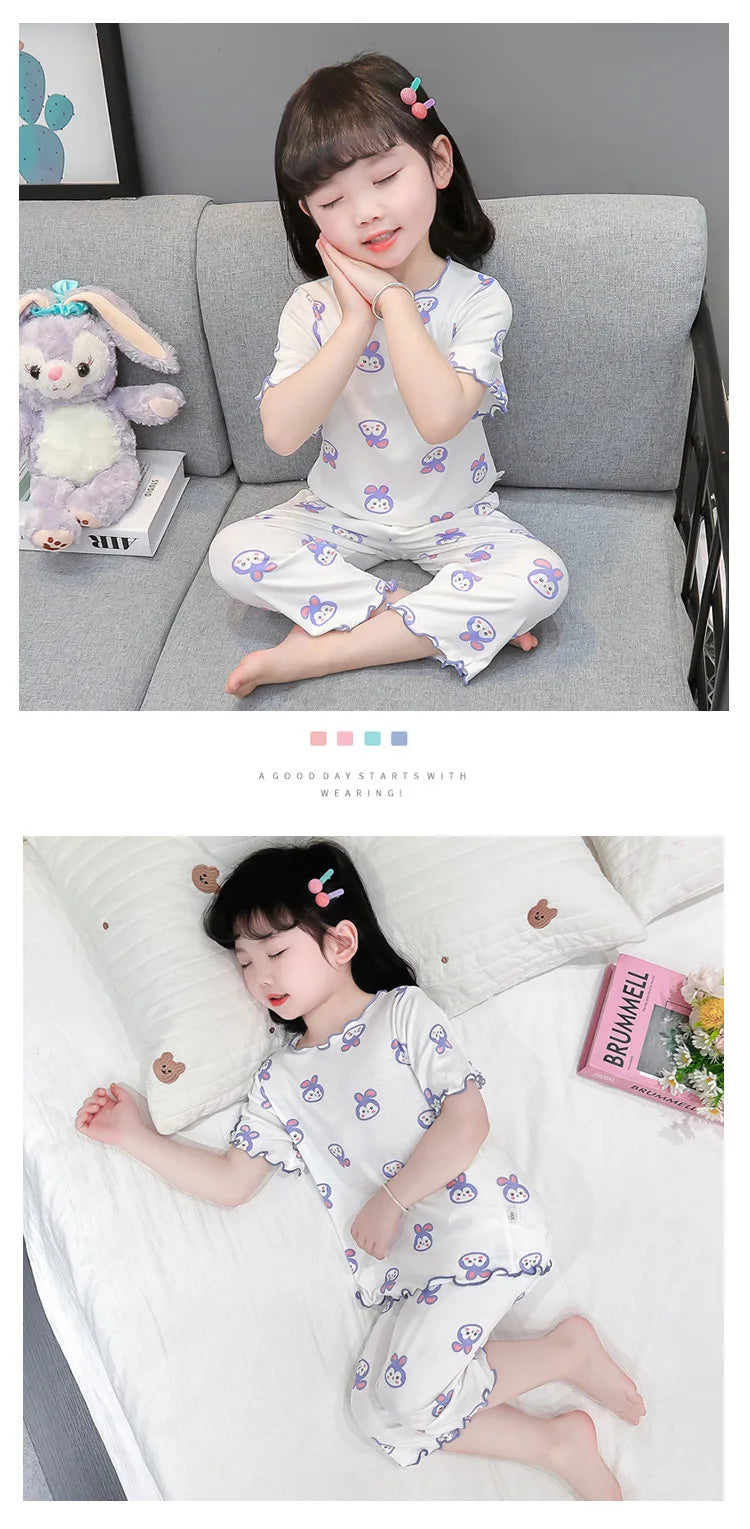 Conjunto de Pijama Infantil em Algodão – Regata e Shorts de Verão com Estampa de Desenho Animado (4 a 6 anos)