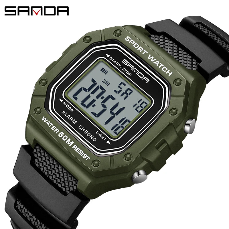 Relógio Masculino Esportivo SANDA 2156 – Digital Militar, à Prova d’Água, com LED e Cronômetro