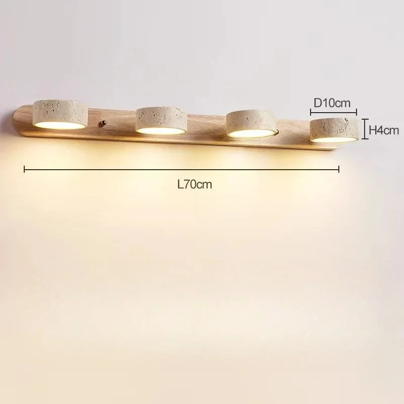 Luminária de Parede LED de Pedra Calcária Natural | Espelho de Vaidade Dupla Face Rotativo | Aplique Decorativo para Quarto e Banheiro