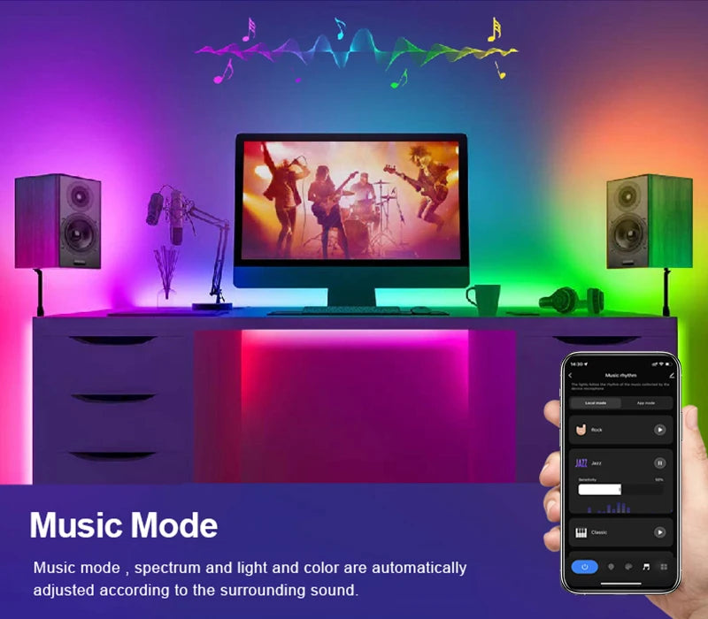 TUYA LED Strip Lights WS2812 RGBIC – Tira de LED Endereçável com Efeito Perseguidor, Wi-Fi, USB 5V, Smartlife Dreamcolor