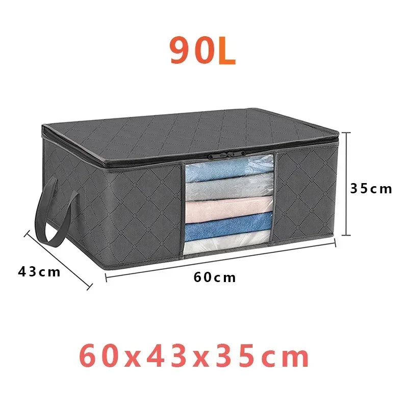 Saco de Armazenamento Dobrável de Grande Capacidade | Organizador de Roupas e Cobertores para Armário ou Quarto
