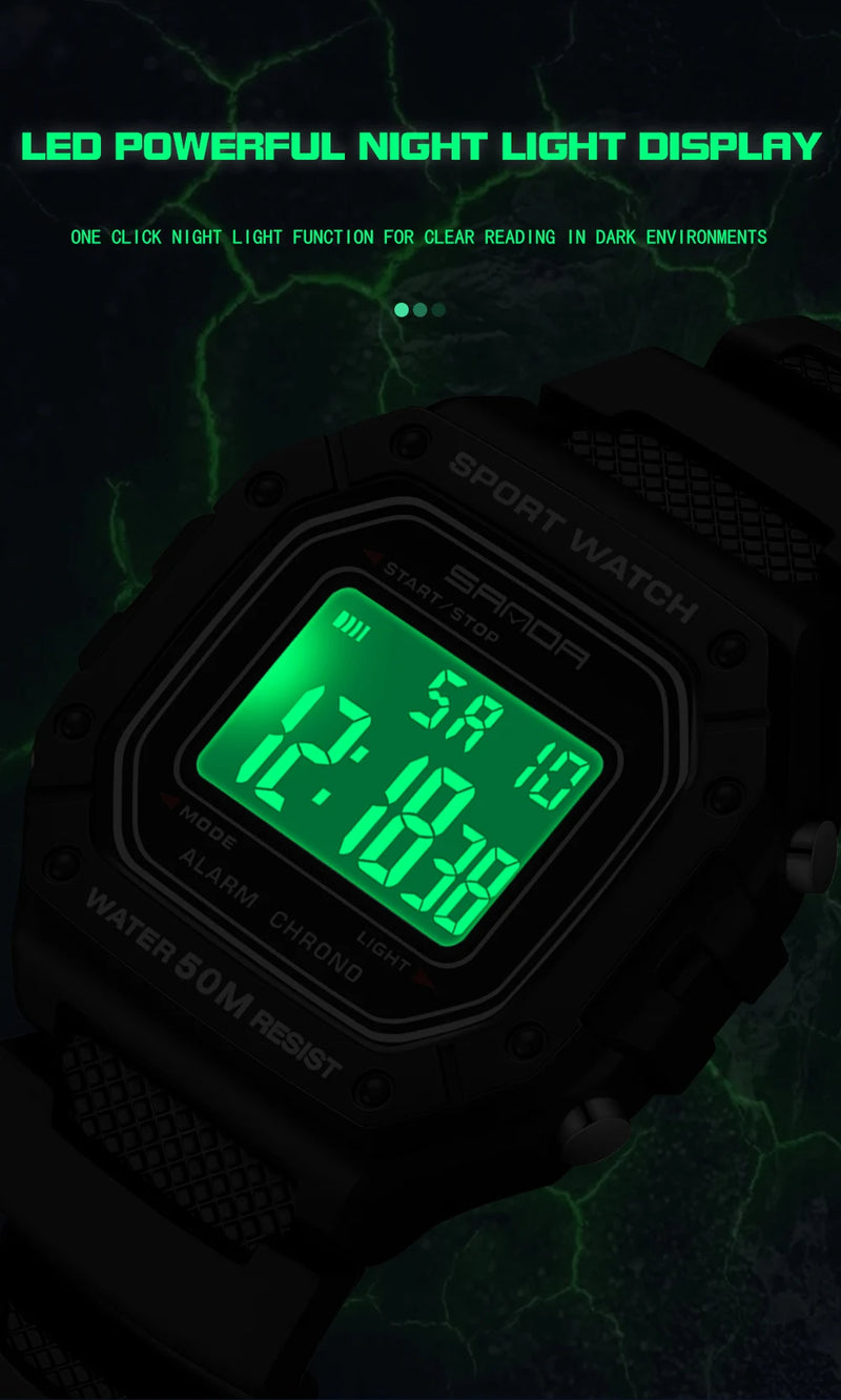 Relógio Masculino Esportivo SANDA 2156 – Digital Militar, à Prova d’Água, com LED e Cronômetro