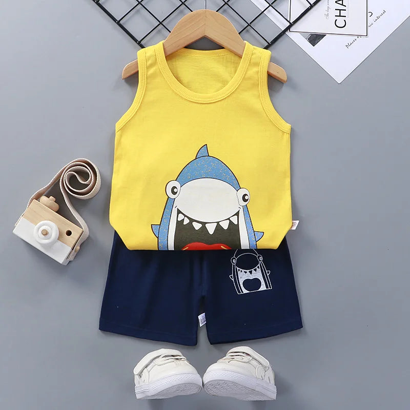 Conjunto Infantil em Algodão – Camiseta Regata e Shorts para Meninos e Meninas | Moda Verão