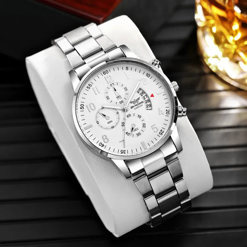 Relógio Masculino de Luxo YOLAKO – Pulseira de Aço com Calendário