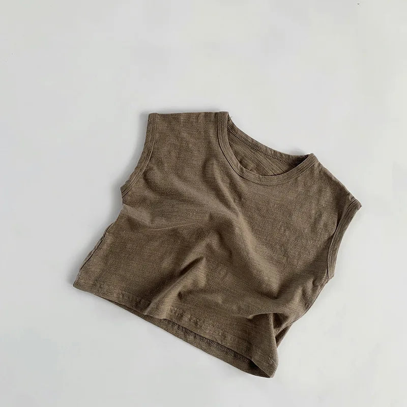 Camiseta Infantil Regata Listrada em Algodão – Estilo Casual Coreano para Verão (4 a 6 anos)