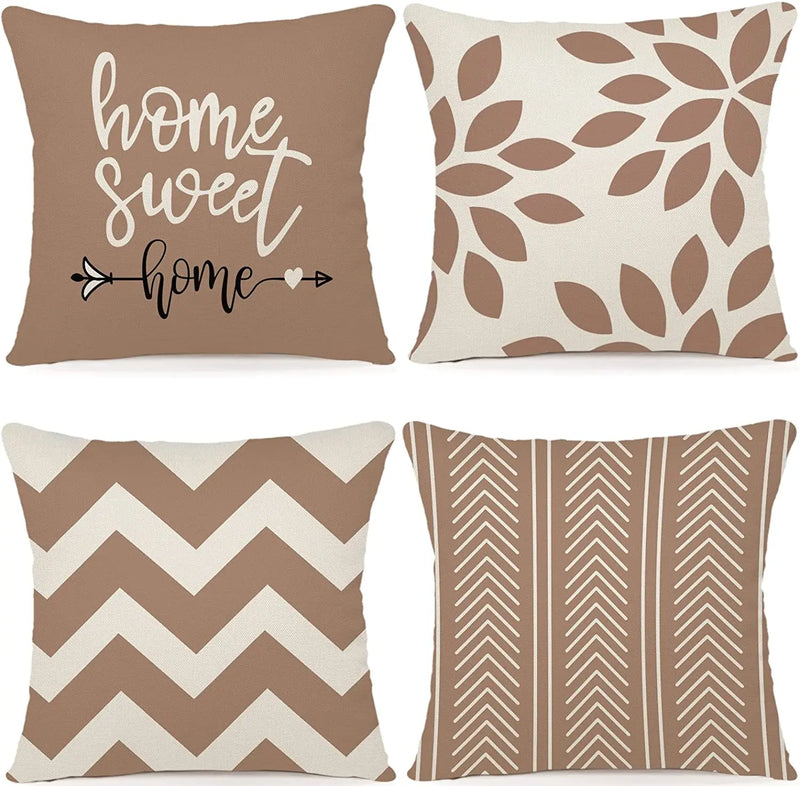 Capa de Almofada Geométrica de Linho | Decoração para Sofá, Cadeira, Cama, Jardim e Carro