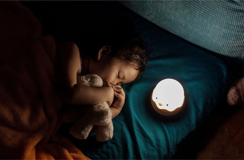 Luz Noturna Infantil em Silicone – Pato com Temporizador, Recarregável USB e Controle por Toque