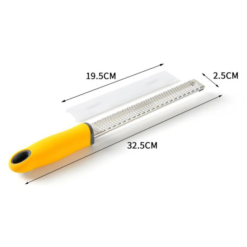 Ralador de Queijo e Zester de Limão em Aço Inoxidável com Capa Protetora | Utensílio Multifuncional para Queijo, Frutas e Chocolate com Alça Antiderrapante