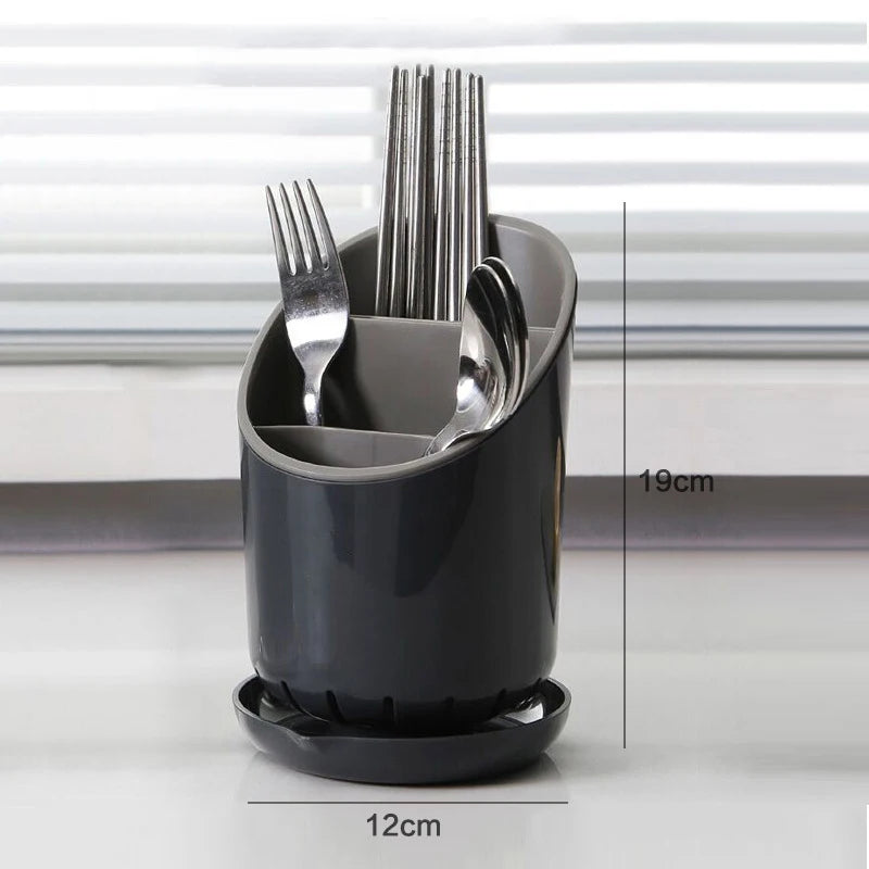 Suporte para Pauzinhos de Cozinha | Organizador com Placa de Drenagem e Suporte para Talheres | Rack de Armazenamento Doméstico