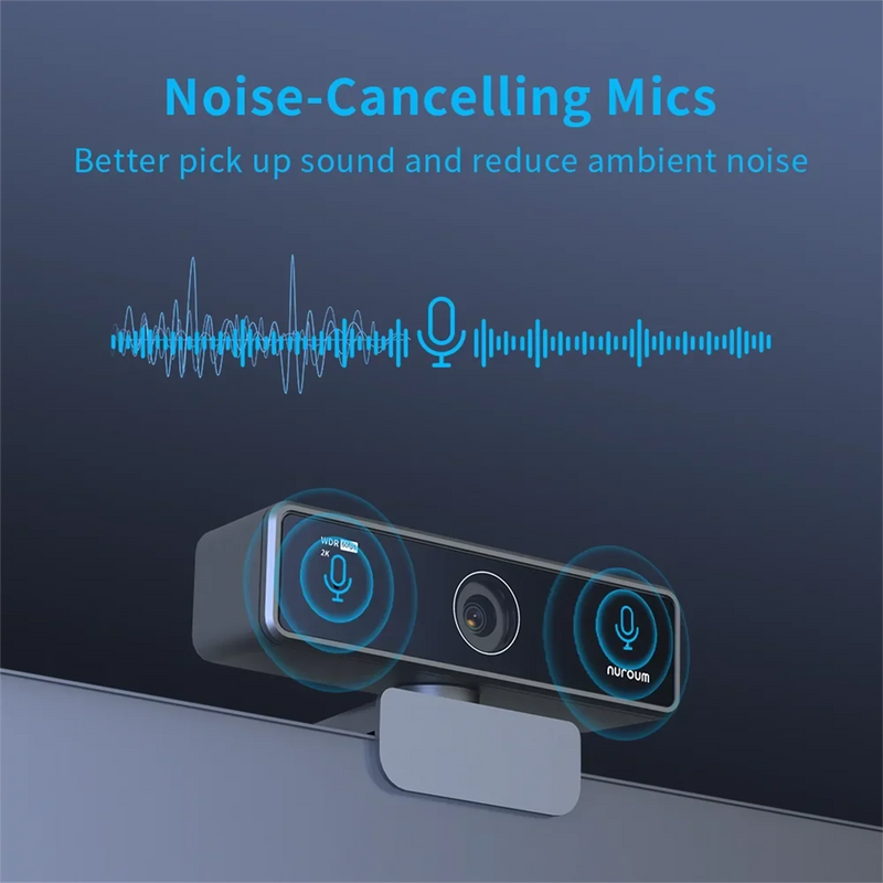 Webcam Nuroum V11 – Full HD 1080p 60fps com Microfone Integrado, Plug & Play para PC e Laptop
