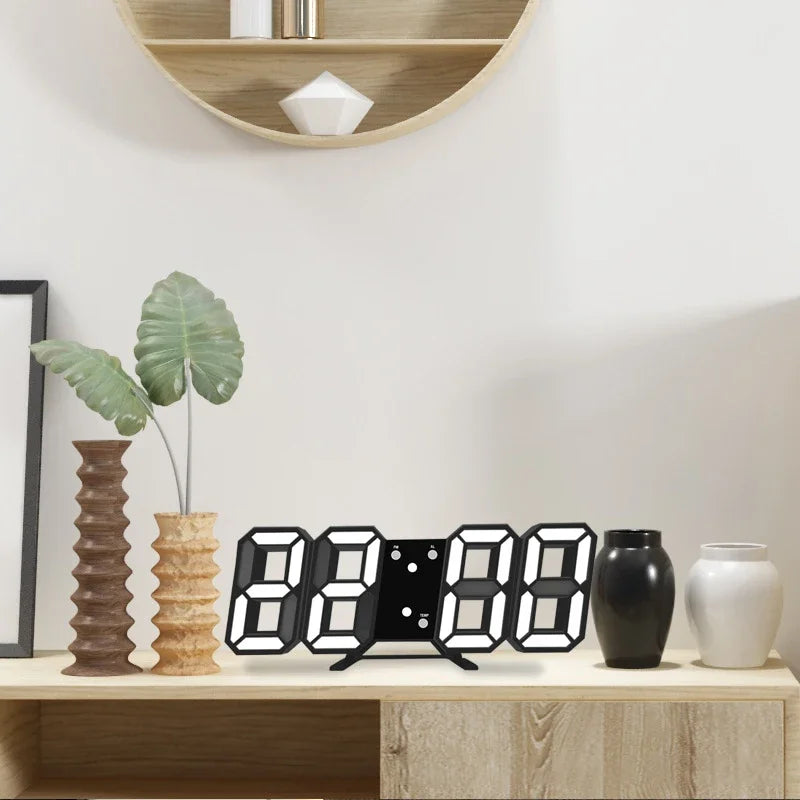 Relógio Digital 3D Niditon – Mesa e Parede, Moderno, com Exibição de Hora, Calendário e Umidade