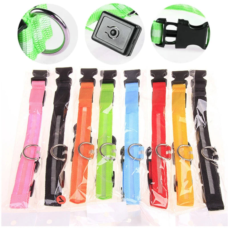 Coleira LED Recarregável para Cachorros e Gatos – 3 Modos Luminosa com USB, Destacável, Anti-Perda para Noite