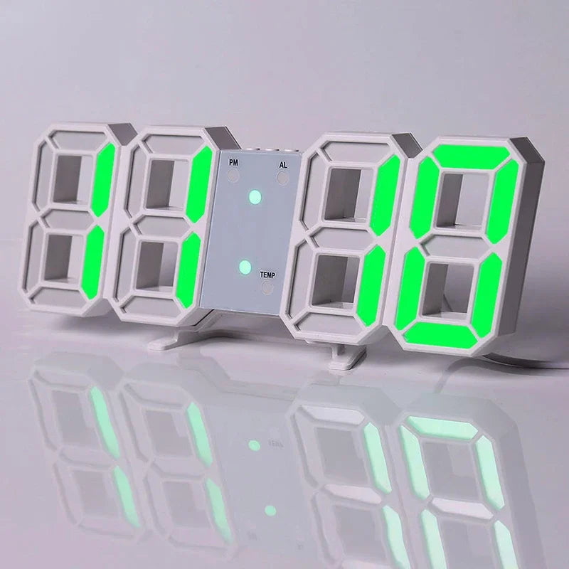 Relógio Digital 3D Niditon – Mesa e Parede, Moderno, com Exibição de Hora, Calendário e Umidade