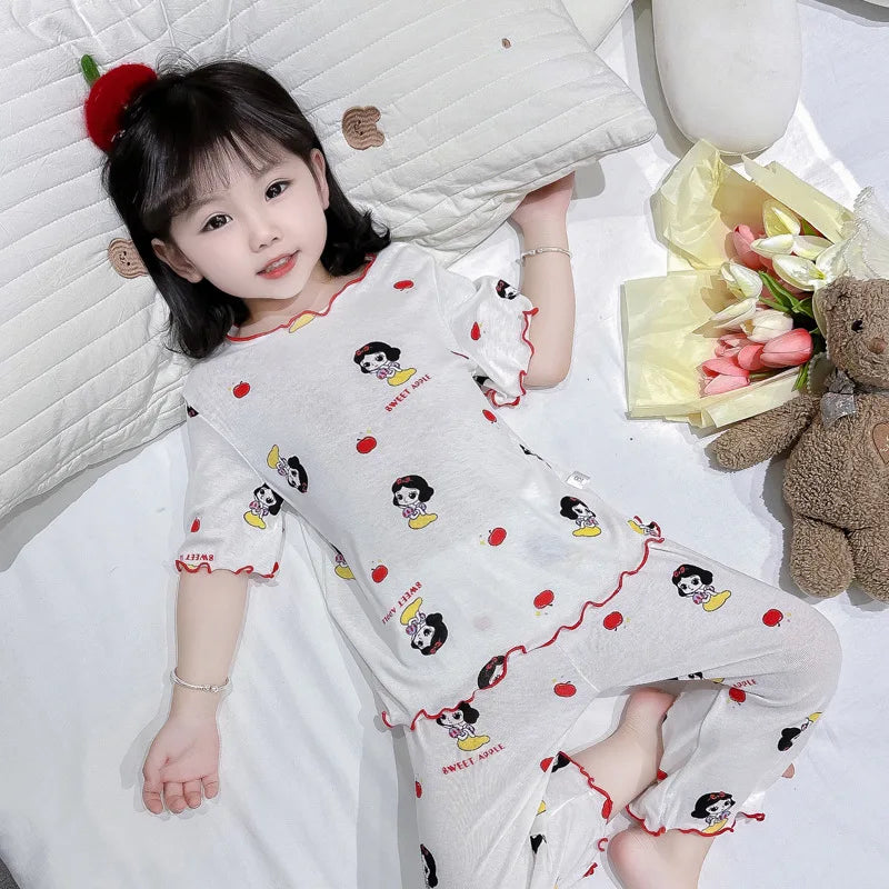 Conjunto de Pijama Infantil em Algodão – Regata e Shorts de Verão com Estampa de Desenho Animado (4 a 6 anos)