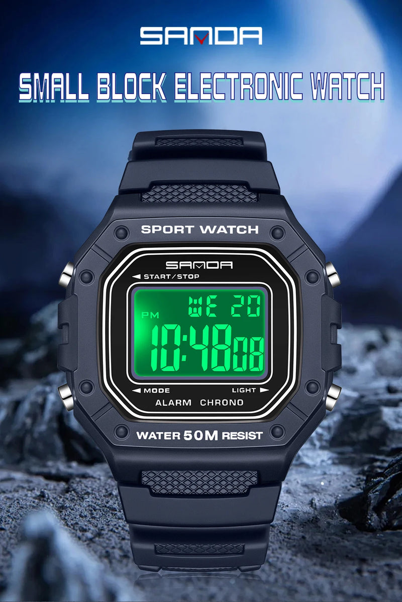 Relógio Masculino Esportivo SANDA 2156 – Digital Militar, à Prova d’Água, com LED e Cronômetro