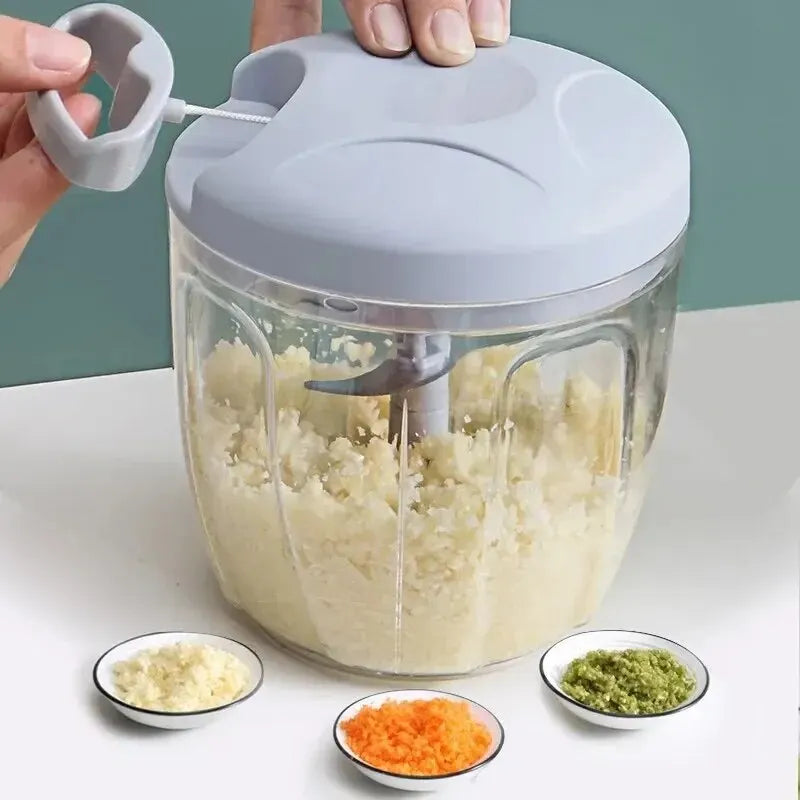 Triturador Manual de Gengibre e Alho para Cozinha | Cortador Multifuncional de Legumes e Moedor de Carne | Design Moderno e Minimalista