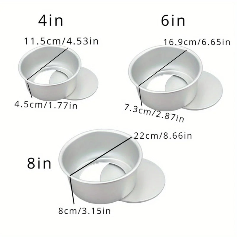 Forma de Bolo Circular em Camadas com Fundo Destacável | 4/6/8 Polegadas | Antiaderente